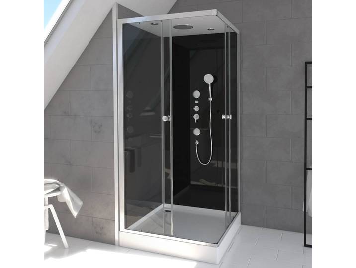 Eckdusche Black Square 90 x 215 x 90cm Schwarz