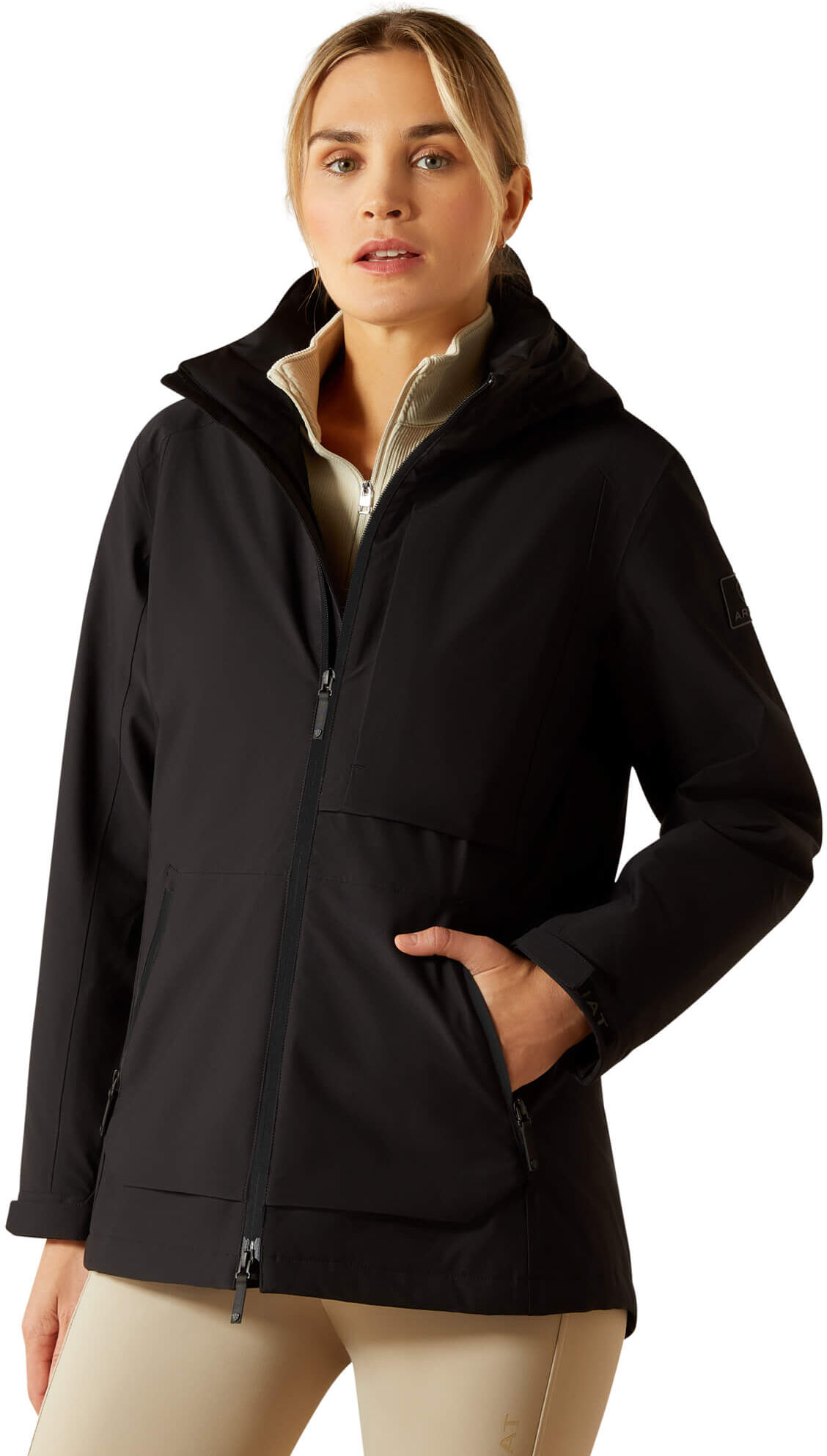 Women's Outer Banks Waterproof Jacket in Black, Size: Small by Ariat