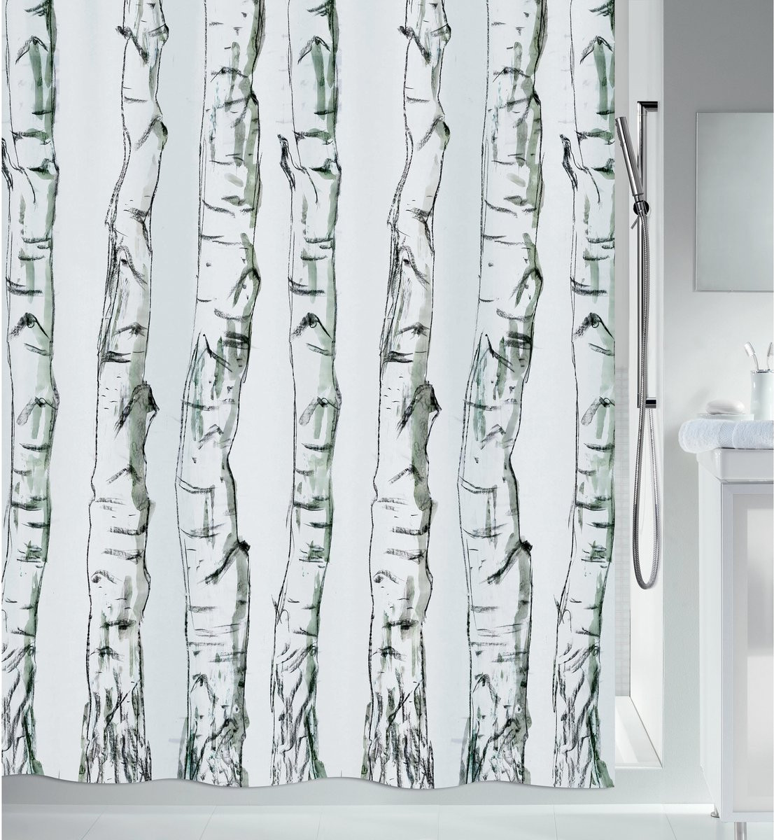 Spirella Douchegordijn met Antibacteriële Coating - Waterdicht Polyester Textiel - Anti-Schimmel