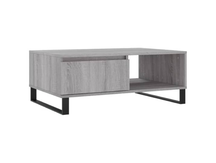 Favemtsl Couchtisch Grau Sonoma 90x60x35 cm Holzwerkstoff Eisen Moderner Sofatisch für Wohnzimmer und Büro mit zwei offenen Fächern für Getränke, Zeitschriften und Dekoration.