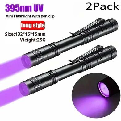 Uplifted Finds 395nm UV Ultraviolet Mini Pen Light Pro Inspector long 2 Pcs