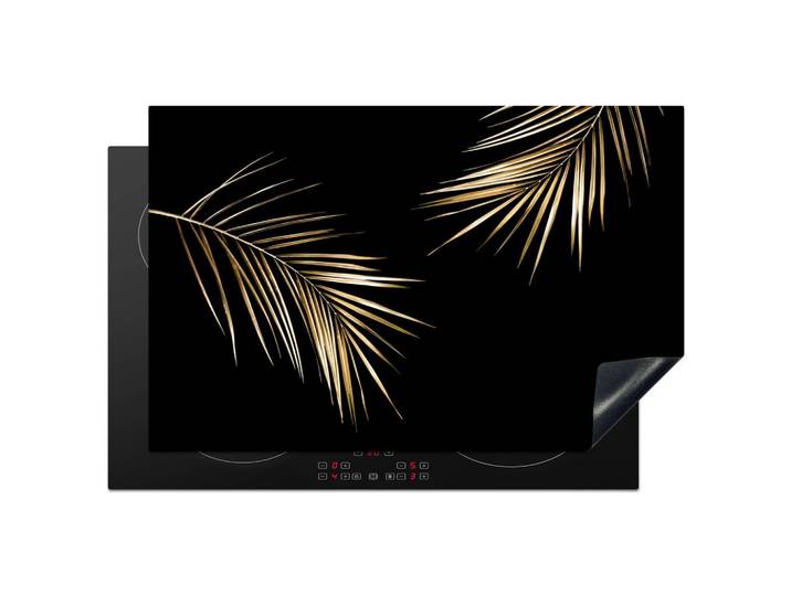 HERDABDECKPLATTE Blätter - Pflanzen - Gold - Schwarz - Luxus Abdeckung Ceranfeld 81.2x52 cm