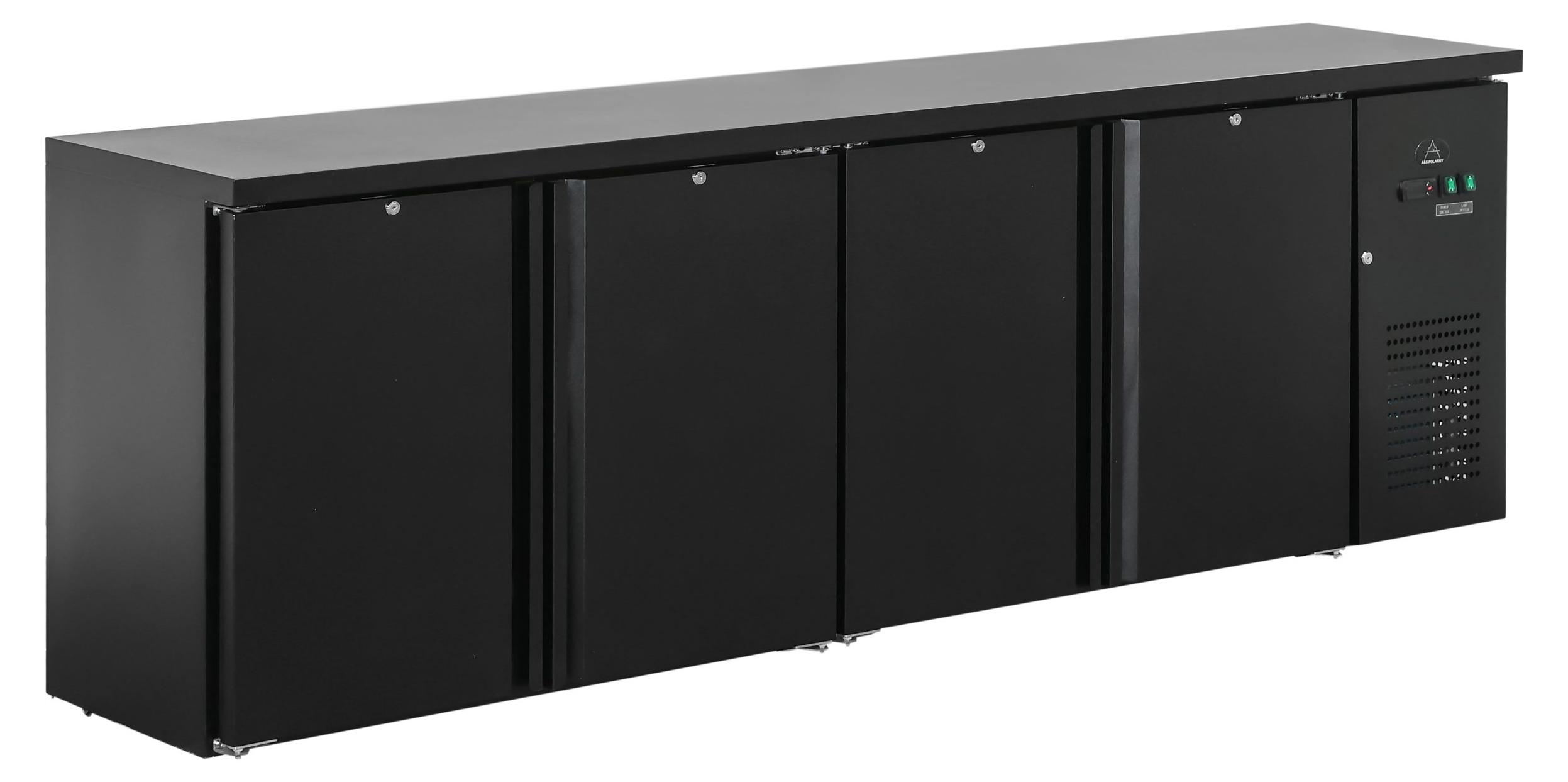 Gastro Barkühler | Barkühlschrank | Flaschenkühltisch | Schwarz | 4 Türen | 600 Liter | +2 bis +8 °C