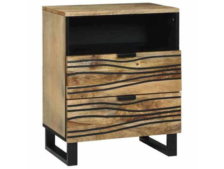 Tmriohed Nachttisch Natur 50x33x62 cm mit 2 Schubladen Holzwerkstoff Rustikaler Beistelltisch für das Schlafzimmer mit 2 Schubladen und offener Ablage für Bücher und persönliche Dinge.