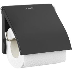 Brabantia Toilettenpapierhalter Classic, schwarz matt, zum Kleben & Bohren, für 1 Rolle, aus Metall