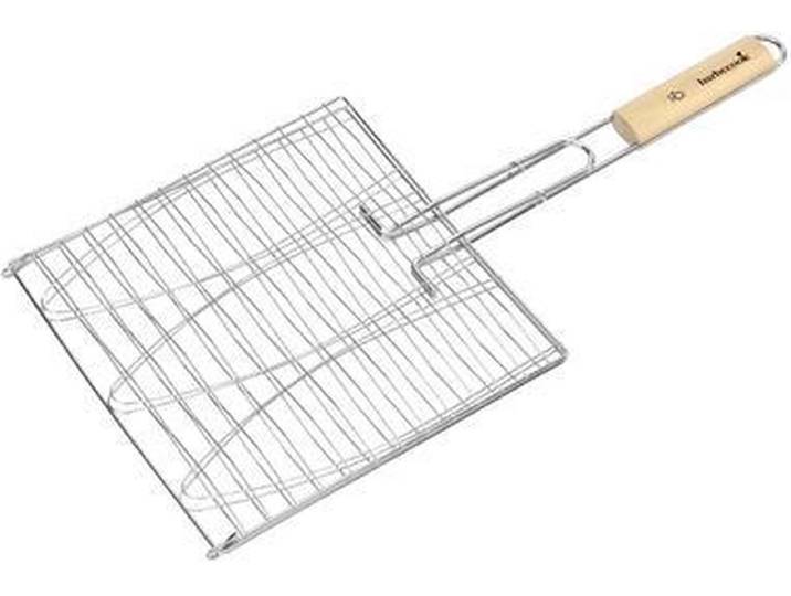 Barbecook Visgrill voor 3 Vissen - BBQ Rooster - Chroom en Hout 28x28cm