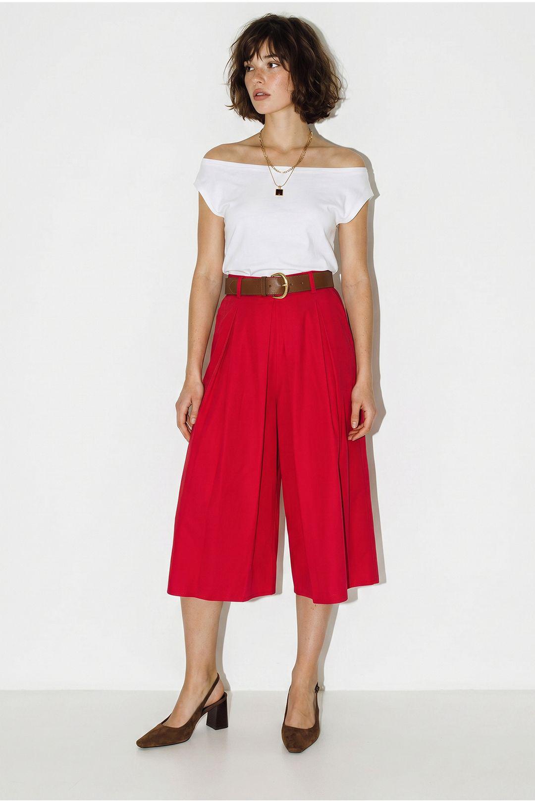 Hochtaillierte Weite Falten-Culottes
