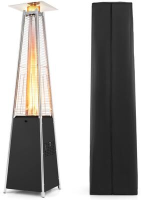 Costway 45000 BTU Pyramid Patio Heater with Zippered Cover Triple Safety Protection and wheels-Silver