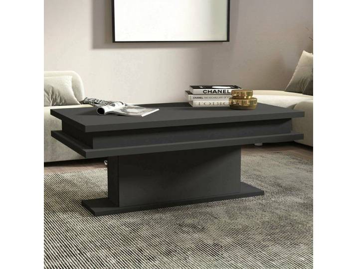 Table basse Dcampores - Dmora - Mélamine - Anthracite 100x63h42 cm