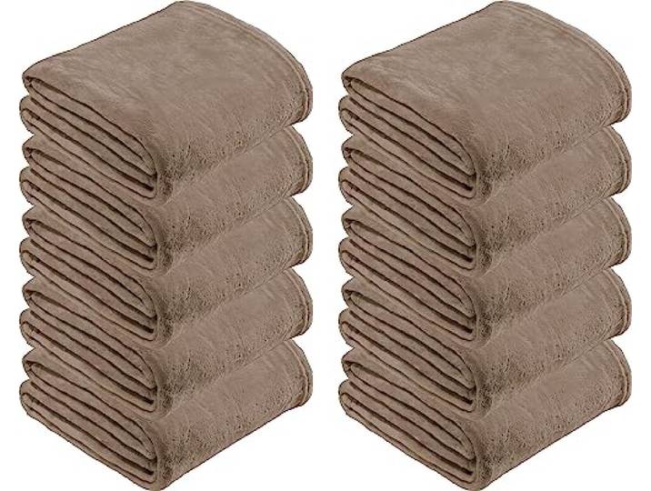 REDBEST Microfaserdecke Amarillo 10er-Pack, Fleece-Wohndecke, Sofadecke Taupe Größe 130x180 cm - kuscheliger Teddyfleece, pflegeleicht, waschbar
