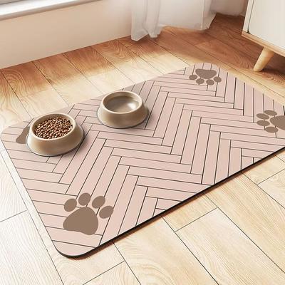 Inspired Finds Waterproof Quick Dry Pet Feeding Placemat For Dog And Cat Bowls beige s