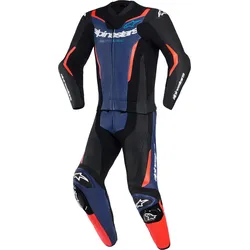 Alpinestars GP Force V2 Lederkombi zweiteilig - schwarz-blau-neonrot - 56