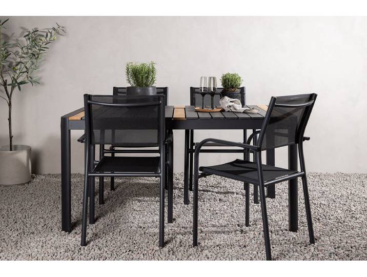 Garten Essgruppe Wylera – 5-teiliges Gartenmöbel-Set in Schwarz - Schwarz - Luxusbetten24