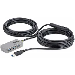 StarTech com U01043-USB-EXTENDER, USB 3.2 Gen 1 (3.1 Gen 1) Type-A, USB 3.2 Gen 1 (3.1 Gen 1) Type-A (USB-A, 4 Ports), Dockingstation + USB Hub, Schwarz, Silber
