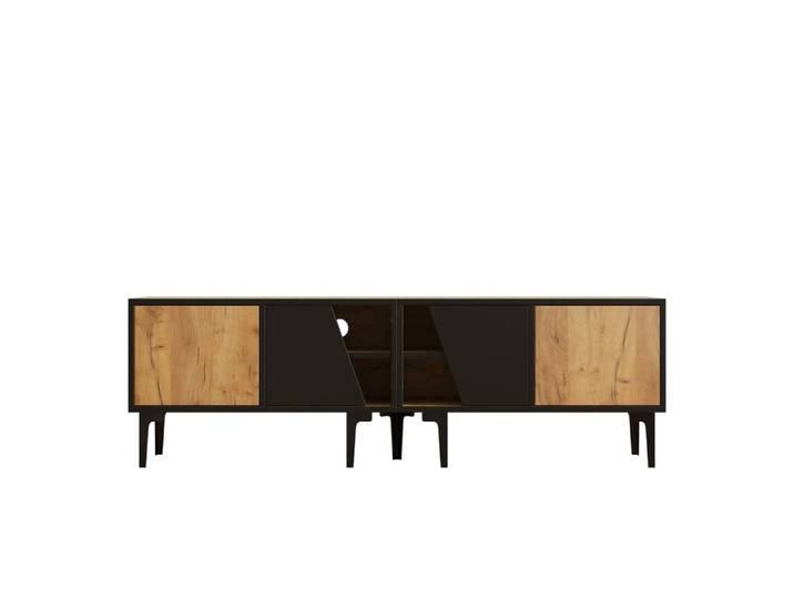 Meuble tv 4 portes pour tv 65 pouces couleur bois l160 cm