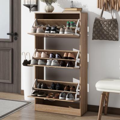CoolArea 3-Drawer Shoe Storage Cabinet, 3-Tier Wood Shoe Rack Storage Organizer for Entryway