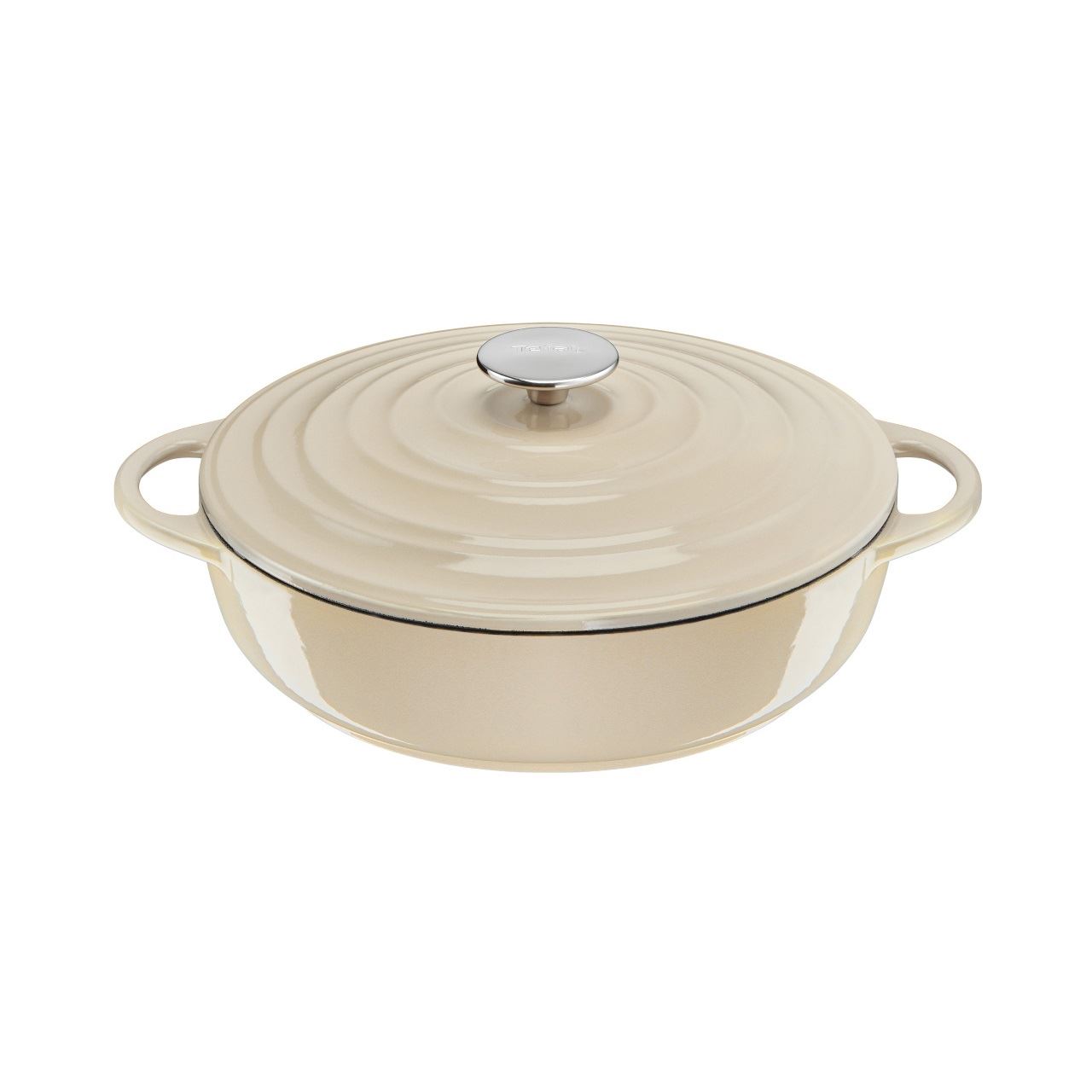 Tefal Servierpfanne LOV Gusseisen Ø 28cm (beige, mit Deckel, 3,8 Liter)