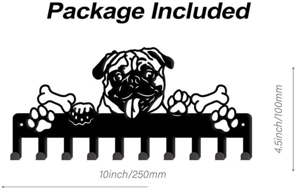 INF Crochet mural en fer noir - Porte-clés mural en métal pour entrée et chambre, crochet pour manteau et clés