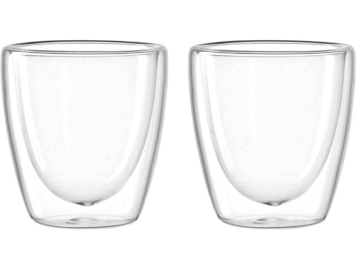 Thermobecher LEONARDO Thermobecher Duo 100 ml , transparent, B:13,5cm H:8cm Ø:6,3cm, Trinkgefässe, Thermobecher