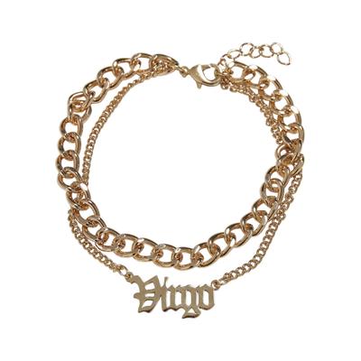 Fußkette URBAN CLASSICS "Urban Classics Unisex Zodiac Golden Anklet" Gr. S, gold (virgo), Halsketten, Damen, S/M, Edelstahl Metall, Edelstahl, Metall
