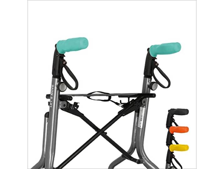 MyRollerSleeve opschuifbare ergonomische / anatomische handvatten voor rollator of rolstoel. Voorkomt pijnlijke handen met gelkussen. Personaliseerbaar: pimp rollator. Turquoise 21x6,5x9cm