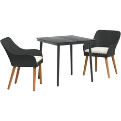 vidaXL 3-teiliges Garten Essset Schwarz Poly Rattan