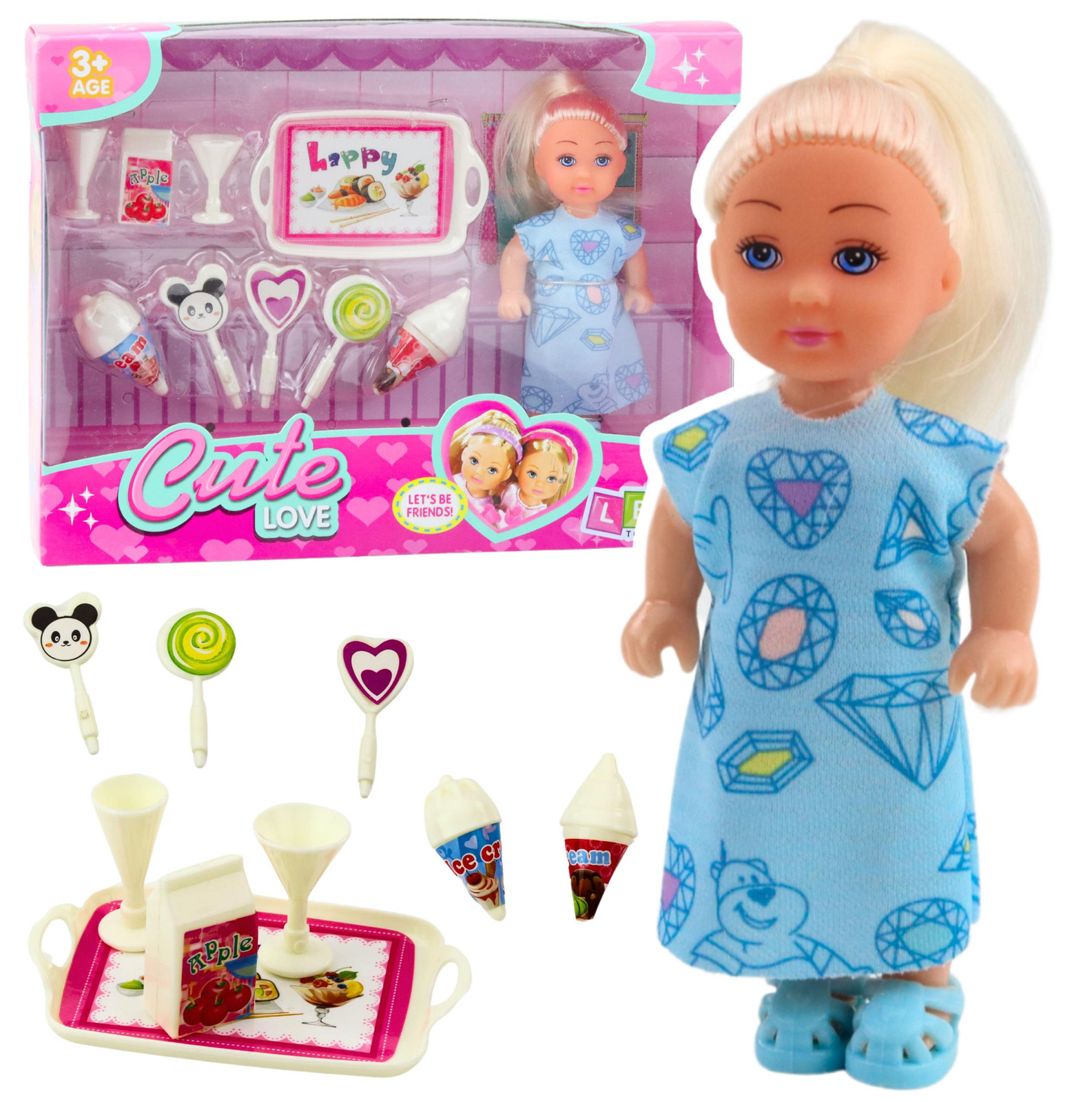 Lean Toys Minipop Zoete Accessoires Blauwe Jurkset