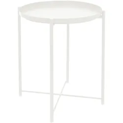 ML-Design Beistelltisch Ø45×52 cm, Weiß, Metall, Tablett abnehmbar, klappbar, rund