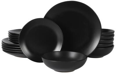 Gibson Home Bethel 18 Piece Plates and Bowls Ceramic Stoneware Organic Shape Dinnerware Set (Service for 6)