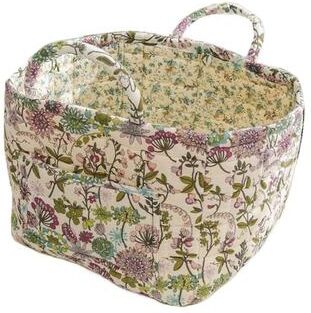 GlowBake Elegant Pastoral Style Fabric Storage Basket, Washable, Foldable Sundries Organizer For Clothes, Stackable Picnic Basket style C