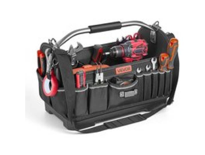 VEVOR Offene Werkzeugtasche 41x23x32cm, Aufbewahrungstasche mit 14 Innen- & 19 Außenfächern, Wasserfester Werkzeug-Organizer aus Polyester mit Schultergurt & Tragegriff, Werkzeugtrage für Handwerker