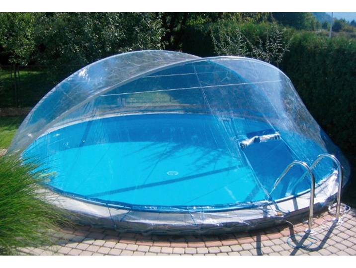 Poolverdeck KWAD Cabrio Dome für runde Pools mit schmalem Handlauf , transparent, B:550cm H:145cm T:550cm, Polyvinylchlorid (PVC), Verdecke, Poolverdeck, in verschiedenen Größen