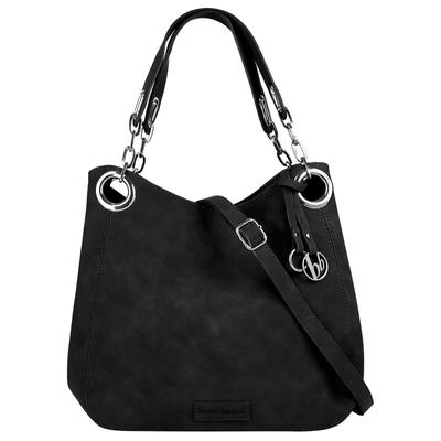 Henkeltasche BRUNO BANANI "BRUNO BANANI Damen", Damen, Gr. B/H/T: 33cm x 30cm x 17cm onesize, schwarz, Polyurethan (PU), leicht glänzend, unifarben, Taschen