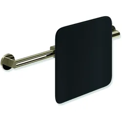 HEWI Rückensupport System 900, PVD Bronze glänzend, Wandmontage, Achsmaß 582–682 mm, Tiefe 150 mm, Lehne schwarz