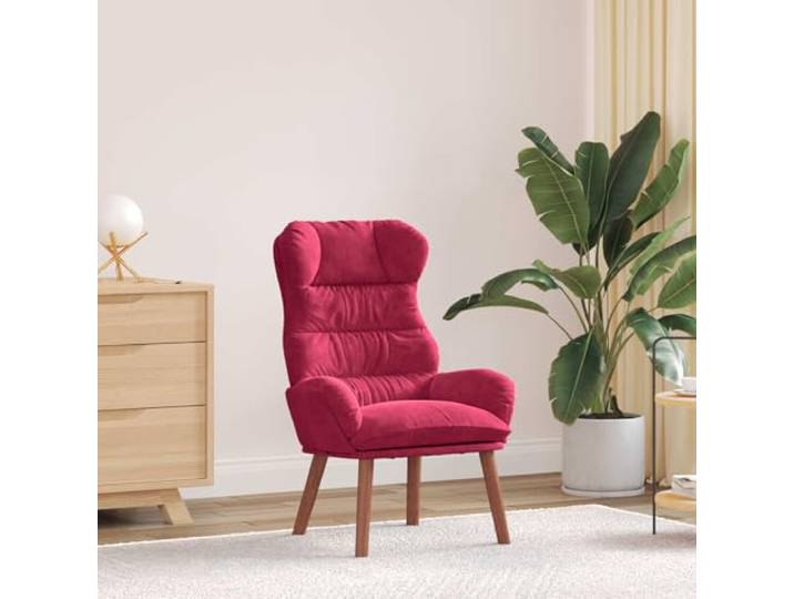 NLQMSU Relaxsessel, Bordeaux, 69 x 74 x 93 cm, Velours, Holz, Gummi Gepolsterte Armlehnen, weiche Rückenlehne, minimalistischer Stil, pflegeleicht, Wohnzimmer, Schlafzimmer, Büro