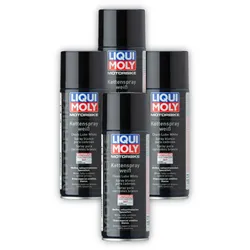 4x Kettenspray LIQUI MOLY 1591 Motorbike Kettenspray weiß Spezialfett Dose 400 ml