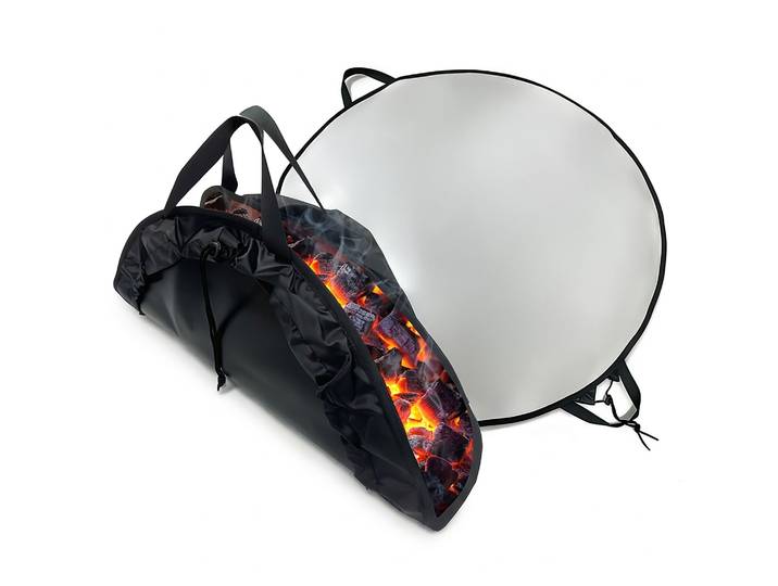 Feuerfeste Unterlage Grill & Feuerschale Schwarz-Silber