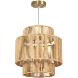 PENDELLEUCHTE Hängelampe mit E27 Fassung, Boho-Stil für Küche Hellbraun