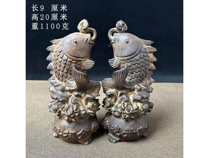 Sculptures traditionnelles chinoises en bois naturel, statues d'animaux en forme de poisson rouge, ornements de bureau, artisanat moderne exquis