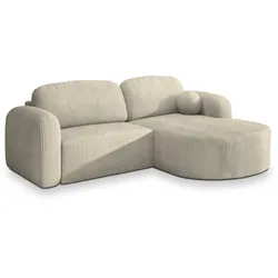 ECKSOFA AMILIA P R-S Creme Kordstoff mit Schlaffunktion