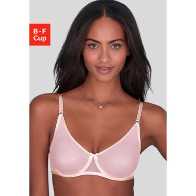 T-Shirt-BH VIVANCE "Finja", Damen, Gr. 90, Cup C, rosa (hellpink, puder), Mesh, Obermaterial: 80% Polyamid, 20% Elasthan, BHs T-Shirt-BH, mit Bügel aus transparentem Soft-Mesh, transparente Unterwäsche