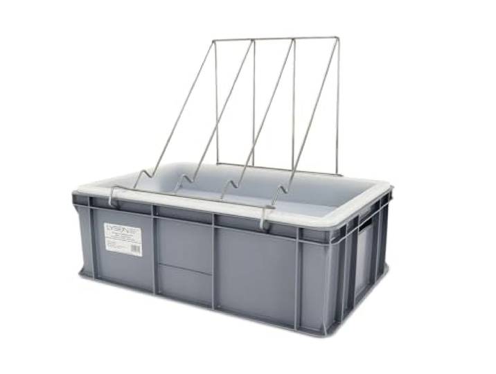 4Bee - W3233 Entdeckelungsgeschirr- mit Tropfsieb aus Kunststoff - Höhe - 20 cm - mit Sieb und Halter - 41x61x10 cm - Ideal für Kleine Imkereien - 2 Jahre Garantie