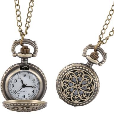 ModernMart Vintage Floral Pendant Pocket Watch Necklace For Women 5