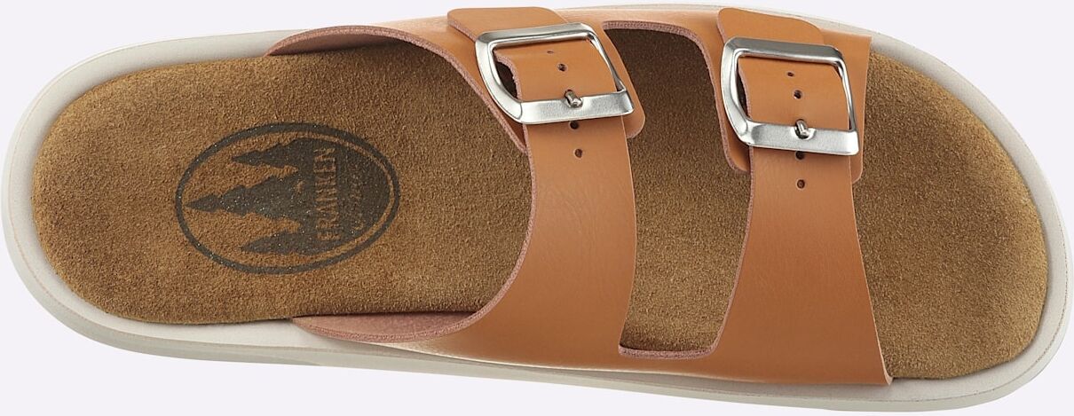 Pantolette FRANKEN-SCHUHE, Damen, Gr. 36, Lederimitat, braun (camel), Schuhe Pantolette camel 36, Lederimitat