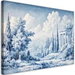 WANDBILD antike landschaft blau