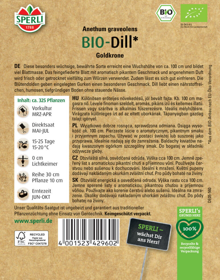 Sperli BIO Dill