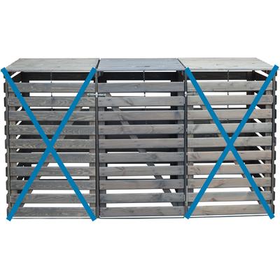 Mülltonnenbox PROMADINO "Vario III", grau, B:92cm H:122cm T:70cm, Massivholz, Metall, Aufbewahrungsboxen, besonders robust aus zertifiziertem Kiefernholz gefertigt
