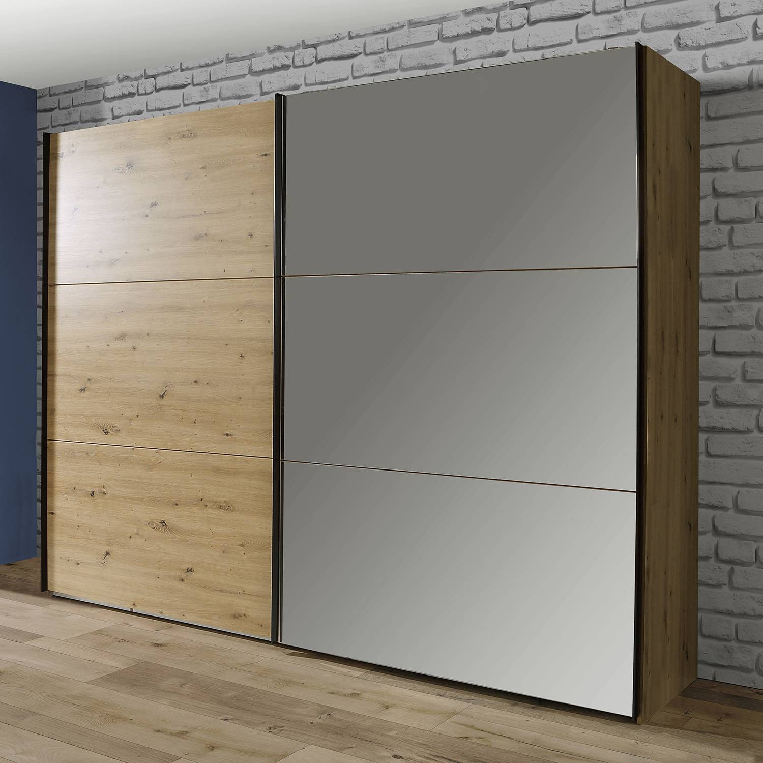 home24 Zweefdeurkast Roland, Bruin, 270 cm