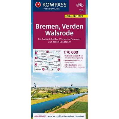 KOMPASS Fahrradkarte 3315 Bremen, Verden, Walsrode 1:70.000, Sonstige von , KOMPASS Freytag & Berndt, 978-3-99121-431-1