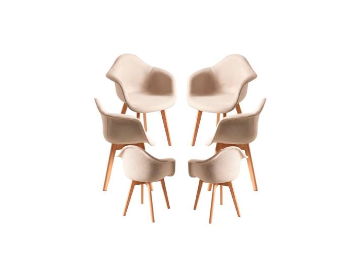 6er Set Belu Stoff Stühle - Beige